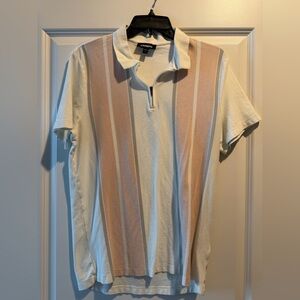 Express Men’s Short-Sleeve Zip Polo in Cream and Peach